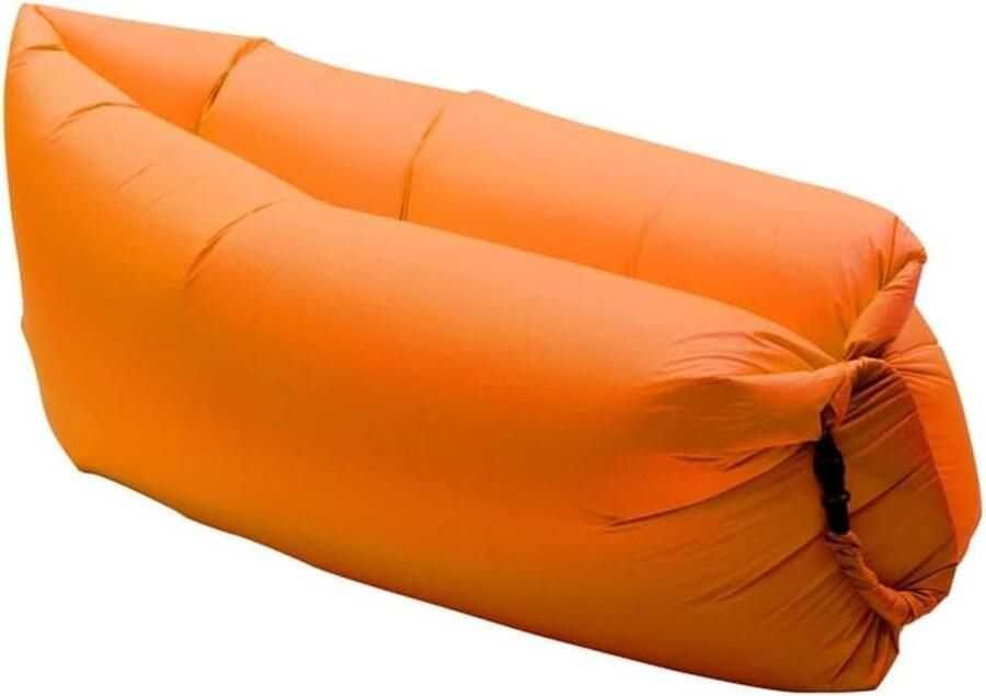 Opblaasbare bank luchtbank luchtlounger draagbaar pakket camping strand park oranje
