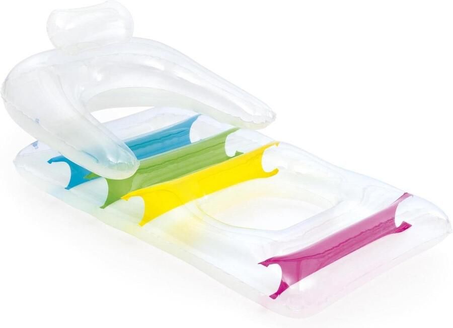 Opblaasbare Fauteuil Wit Vinyl 165 cm x 89 cm Buitenspel Zwembad Strand Stoel Matras Zomer Vanaf 14 jaar