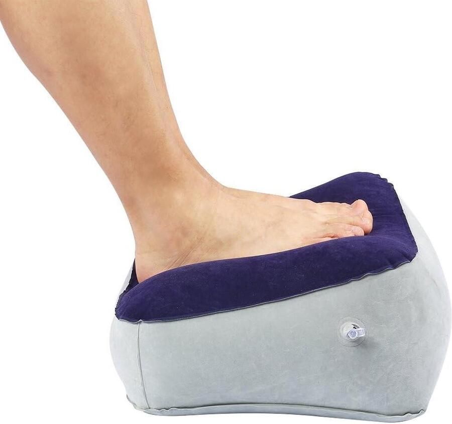 Gevlokt Voetsteun Kussen Opblaasbare Voetsteunen met Luchtpomp Ontspannende Voetenbank voor Thuis Kantoor en op Reis