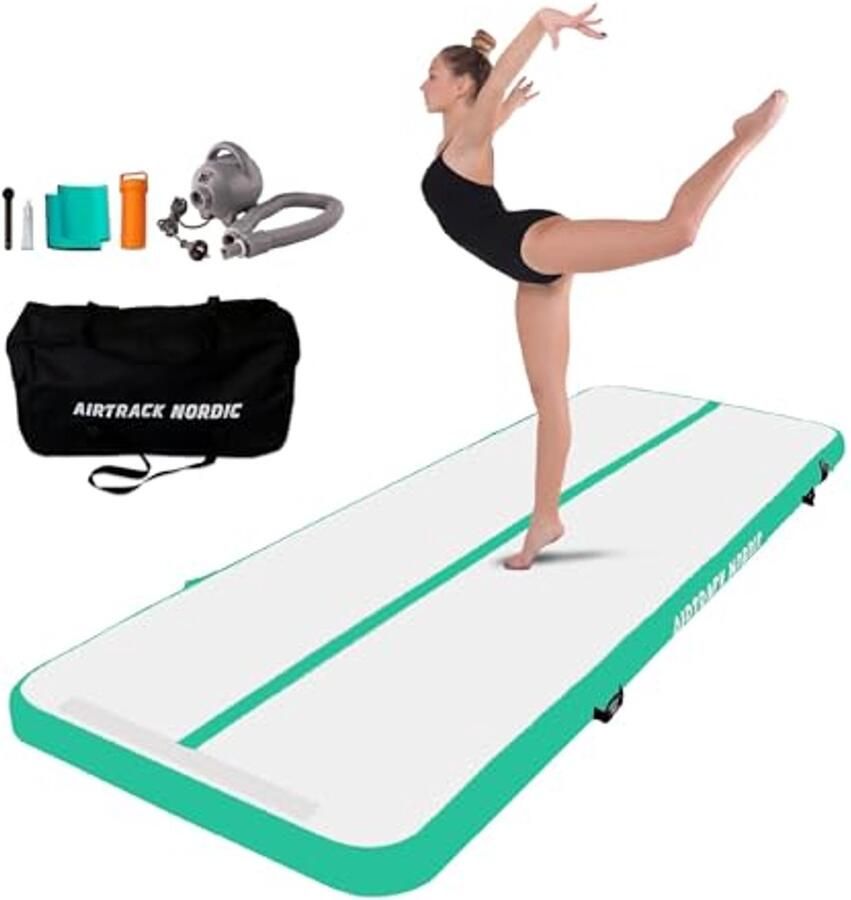 Opblaasbare Gymnastiek Mat 3 m 8 m met Elektrische Pomp Ideaal voor Tumbling Yoga en Parkour Duurzaam en Gemakkelijk te Vervoeren