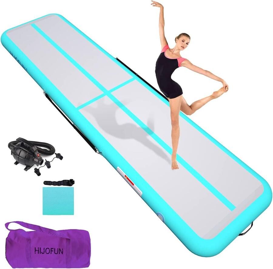 Opblaasbare gymnastiekmat 3m 4m 5m 6m met pomp Dikke tumblingmat voor yoga taekwondo en fitness