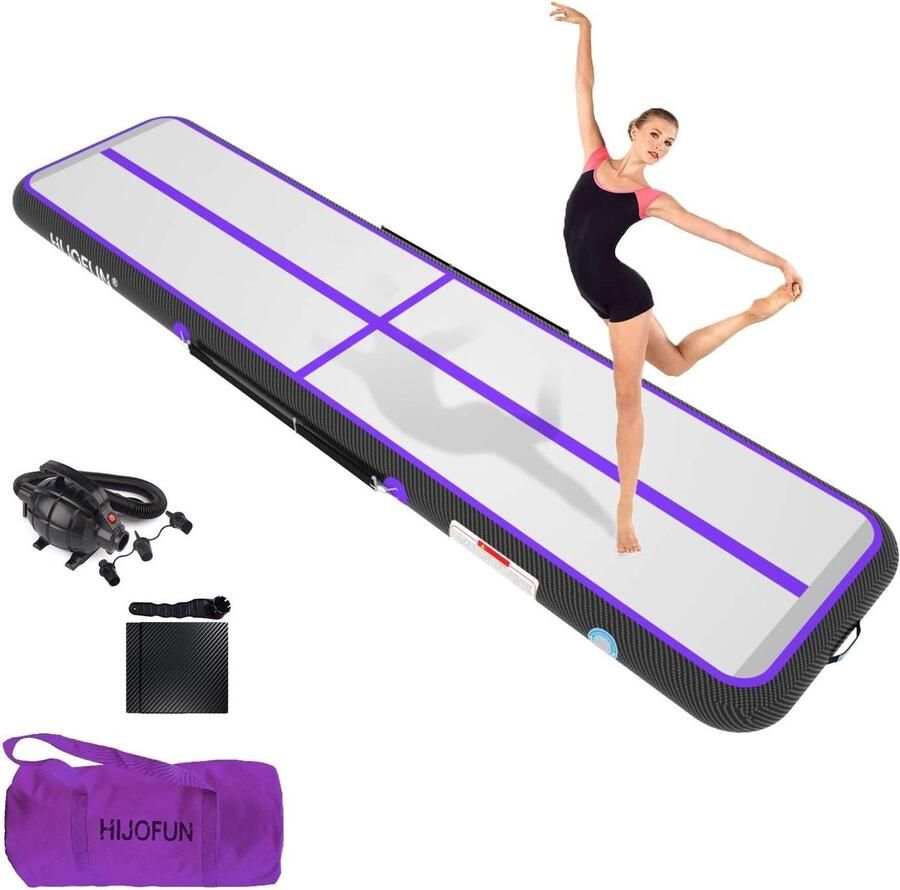 Opblaasbare gymnastiekmat 3m 4m 5m 6m met pomp en 10 20 cm dikte perfect voor tumbling yoga en taekwondo