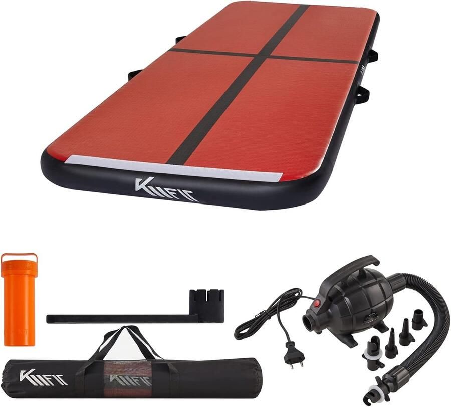 Opblaasbare Gymnastiekmat 4m Fitness Mat met Pomp en Draagtas UV-bestendig en Antislip