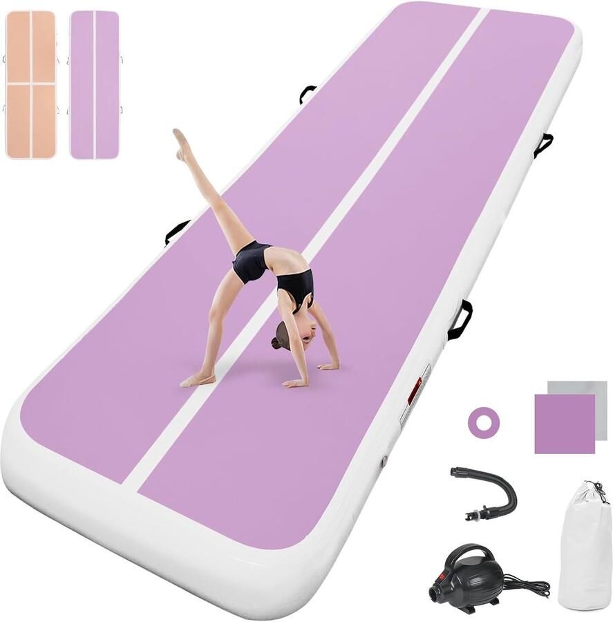 Opblaasbare gymnastiekmat met luchtpomp 3m tot 12m 10cm 20cm dikte voor gym yoga en fitness