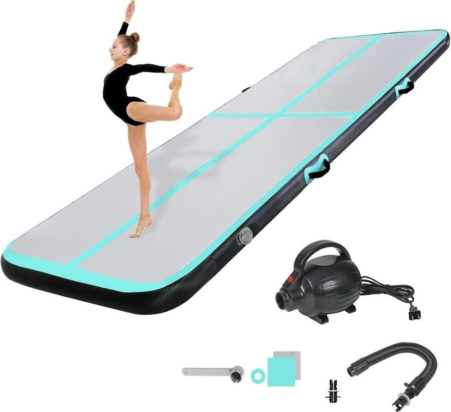 Opblaasbare Gymnastiekmat Turnmat voor Fitness Yoga en Training 3m Hoog 10cm Dik