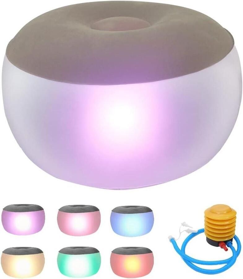 Opblaasbare LED stoel verlichte bank draagbare luchtstoel met LED-verlichting en afstandsbediening