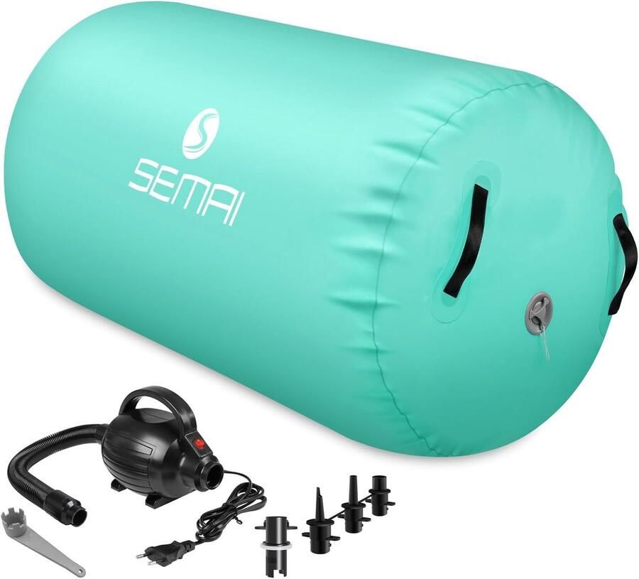 Opblaasbare luchtrollen en gymnastiekmat voor yoga fitness en trainingen 100 x 60 cm