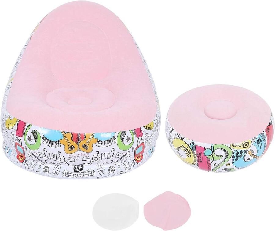 Opblaasbare Luie Bank Massaal Opvouwbare Vrijetijdsfauteuil Draagbare Stoel Longue met Voetenbank voor Lunchpauze in de Woonkamer Balkon (Roze)