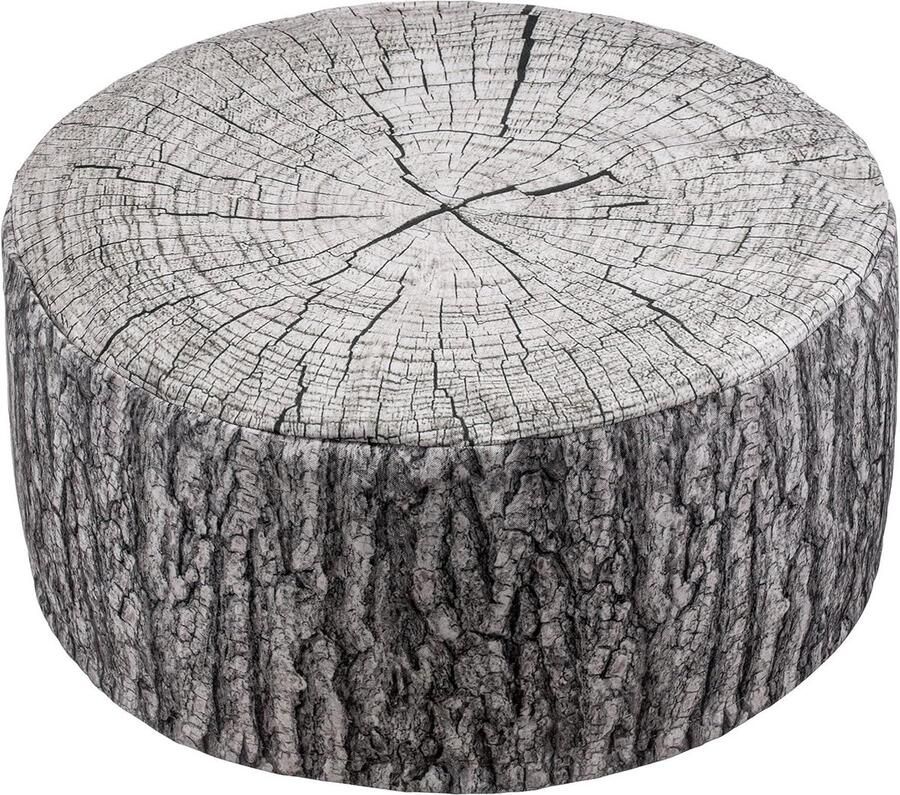 Opblaasbare outdoor poef zitzak voor binnen en buiten boomstamdesign 55 x 25 cm grijs comfortabel en praktisch floor pillow