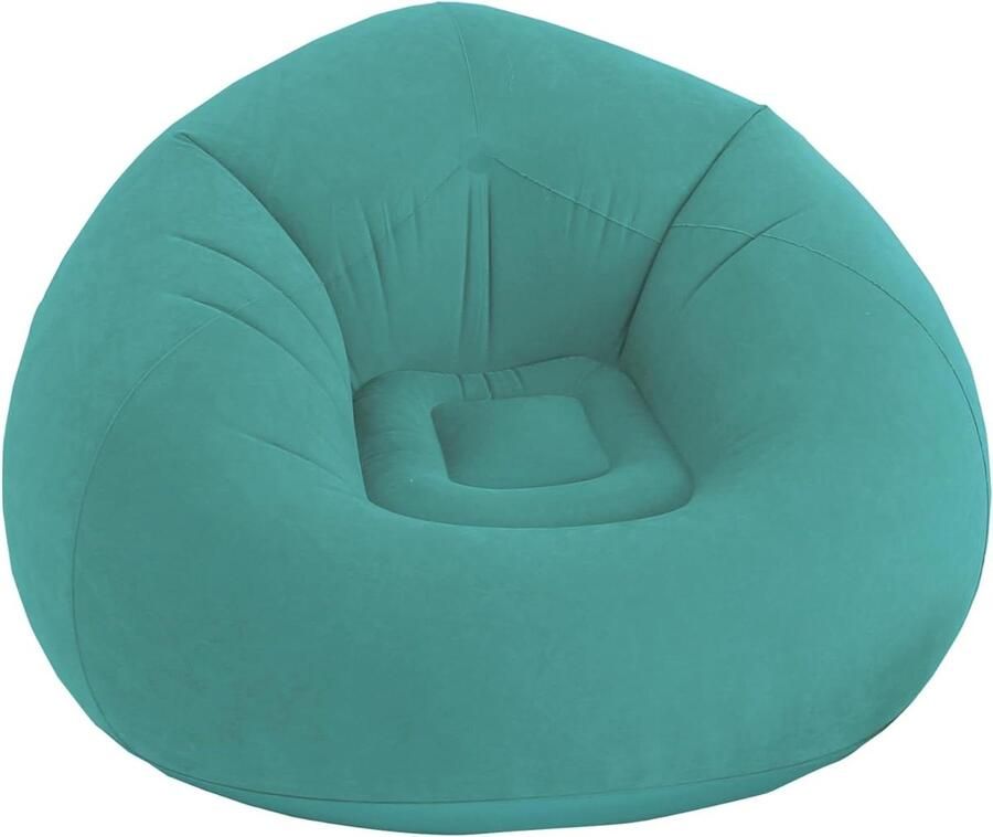 Opblaasbare outdoorstoel 100 x 100 cm turquoise 100% pvc gevlokt tuincollectie Costa