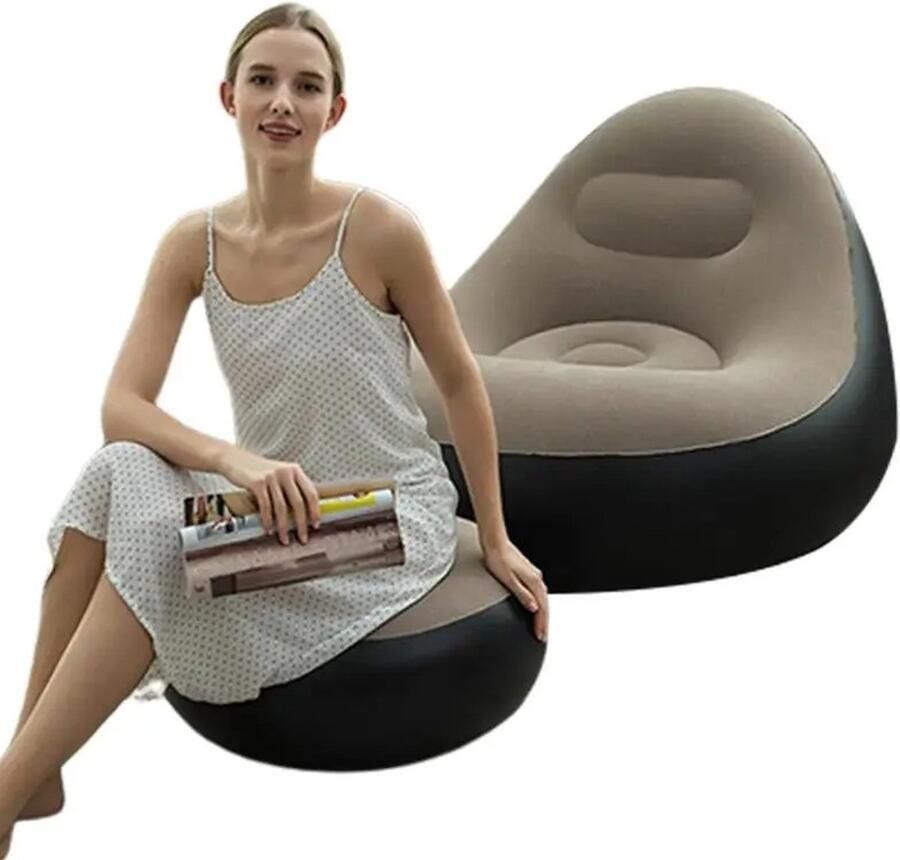 Directly Opblaasbare Relax Zitzak Bank Luie Sofa Set voor Buiten en Binnen Opvouwbare Fauteuil met Tatami Voetenbank Slaapkamer Stoel Zitkussen Coffee