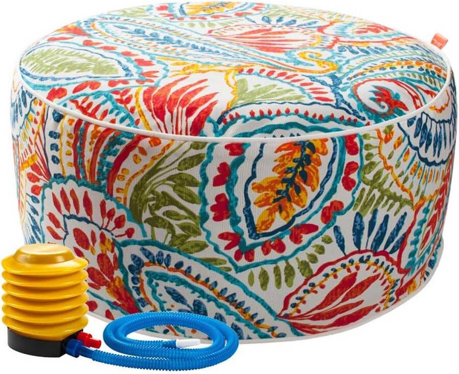 Opblaasbare stoel poef kleurrijke kruk binnen en buiten 50 x 23 cm gebreide kruk waterdicht polyester en PVC voor tuin zwembad woonkamer paisley