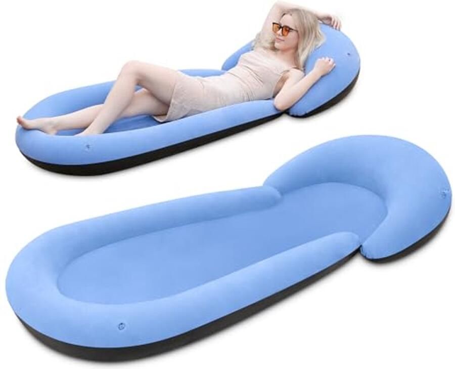 Opblaasbare strandmat met kussenomlijsting 180 x 75 cm