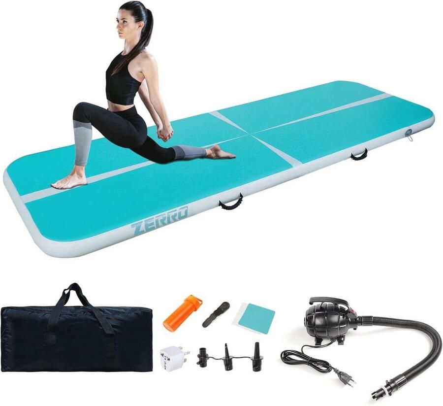 Opblaasbare Tumbling Airtrack Mat met Elektrische Luchtpomp – Perfect voor Yoga en Fitness