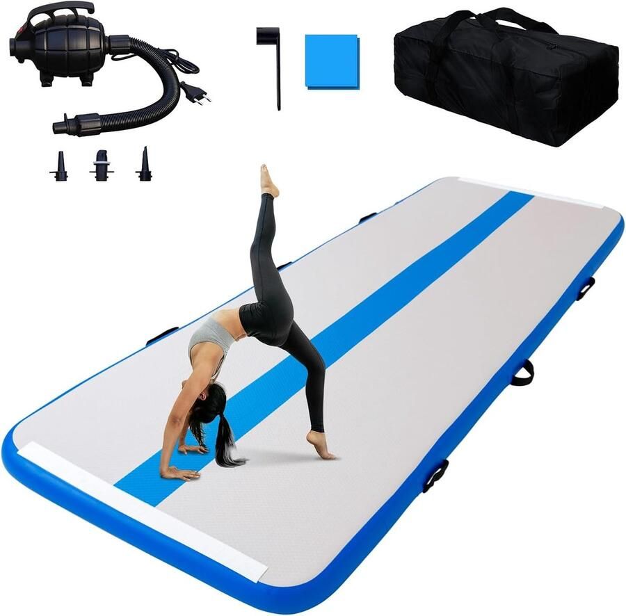 Opblaasbare Tumbling Mat 2M 3M 4M 10cm Hoge Gymnastiek Mat met Elektrische Pomp voor Thuis Gym Yoga en Cheerleading