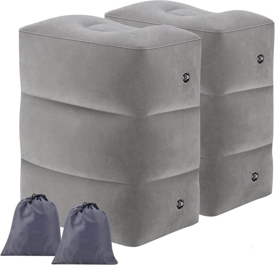 Opblaasbare voetensteun 2 stuks voor kinderen Reis-voetsteunkussen voor kinderen om te slapen op reis Geschikt voor kantoor thuis en trekvliegtuig