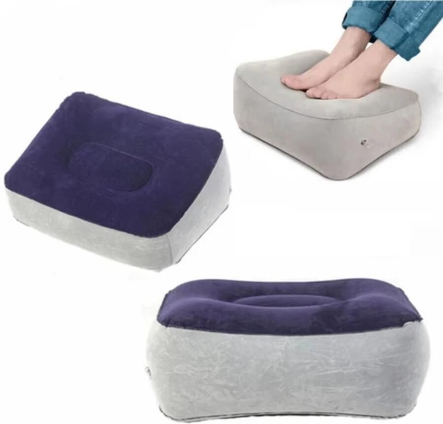 Opblaasbare Voetensteun 37x30 cm – Luchtkussen Voetensteun voor Onder Bureau Reizen Kantoor of Thuis – Ergonomisch Voetenbankje PVC – Beensteun & Voetenrust