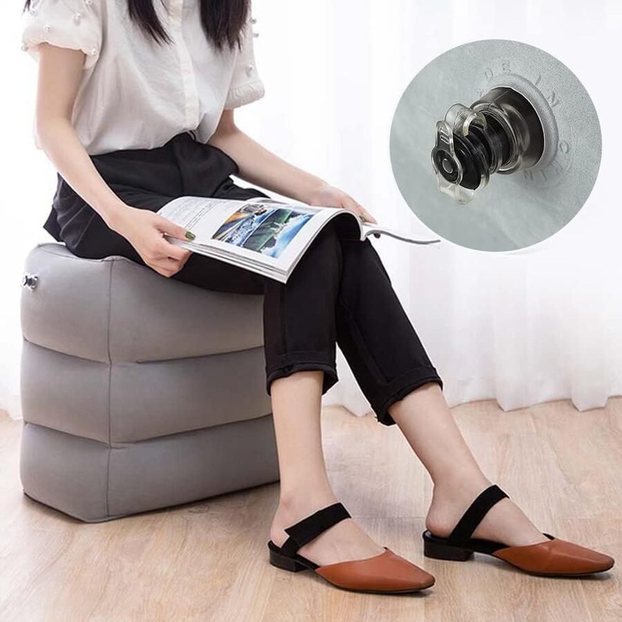 Opblaasbare voetsteun verstelbare hoogte 3 lagen beensteun kussen reizen voetsteun kussen voor voetsteun in vliegtuigen auto's bussen treinen kantoor en kinderen om te slapen op lange vluchten - Foto 2