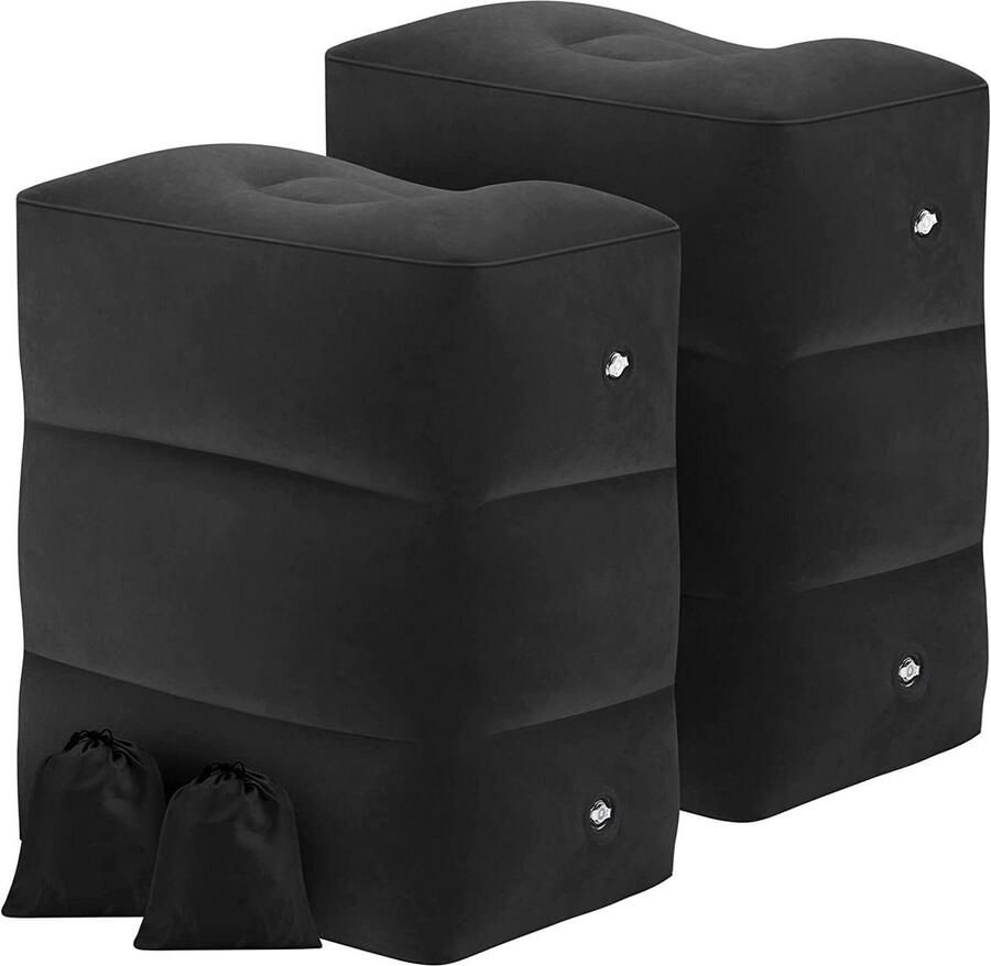 Opblaasbare voetsteun voor kinderen 2 stuks zwart geschikt voor reizen en thuis