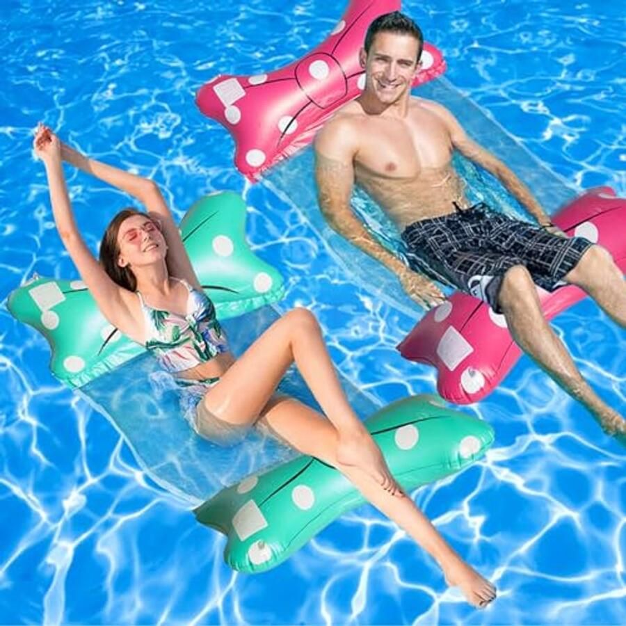 Opblaasbare Waterhangmat 4-in-1 voor Zwembad en Strand Drijvende Lounge Stoel Compact en Draagbaar