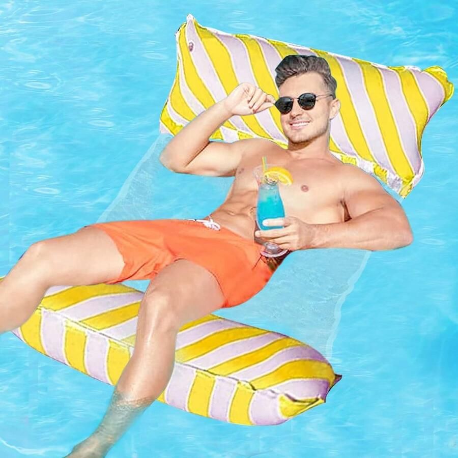 Opblaasbare waterhangmat 4-in-1 waterhangmat loungestoel zwembad lounge waterhangmat luchtmatras zwembad opblaasbare hangmat voor volwassenen en kinderen