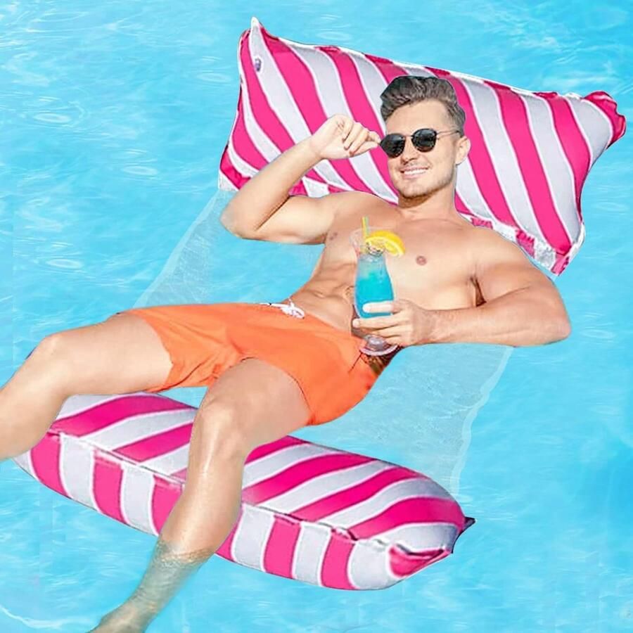Opblaasbare waterhangmat 4-in-1 waterhangmat loungestoel zwembad lounge waterhangmat luchtmatras zwembad opblaasbare hangmat voor volwassenen en kinderen