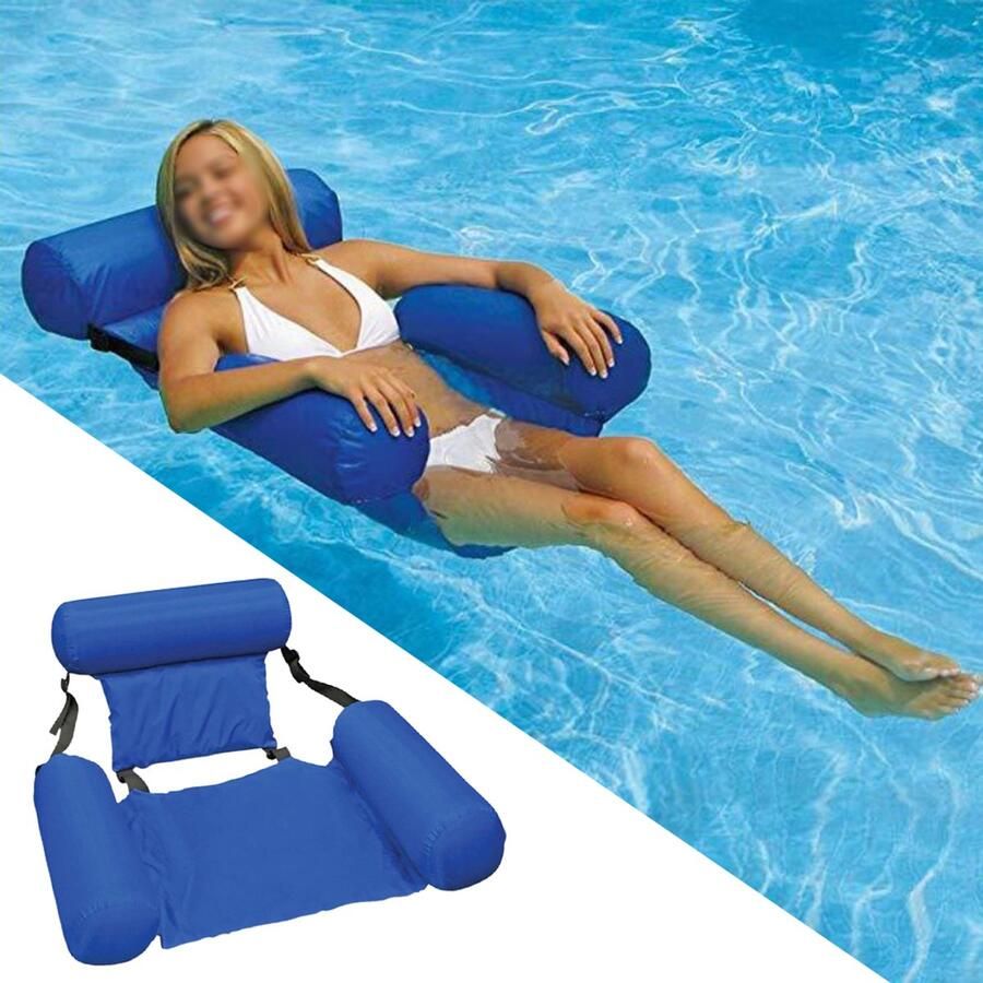 Opblaasbare Waterhangmat – 4-in-1 Zwembad Lounger Luxe Opblaasbare Hangmat Met Rugsteun Drijvende Hangmat voor Zwembad – 4-in-1 Opblaasbare Lounger