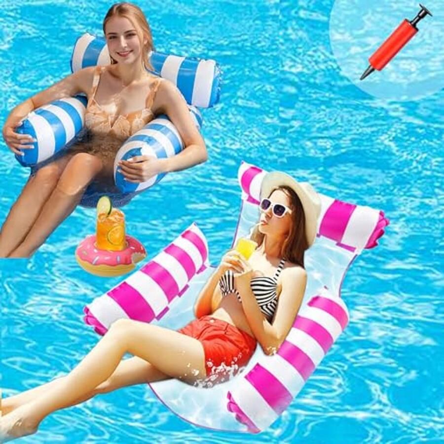 Opblaasbare waterhangmat 4-in-1 Zwembad speelgoed met luchtpomp