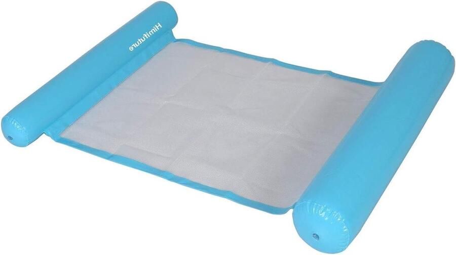 Opblaasbare waterhangmat drijvend bed lichtblauw voor zwembad en strand waterhangmat