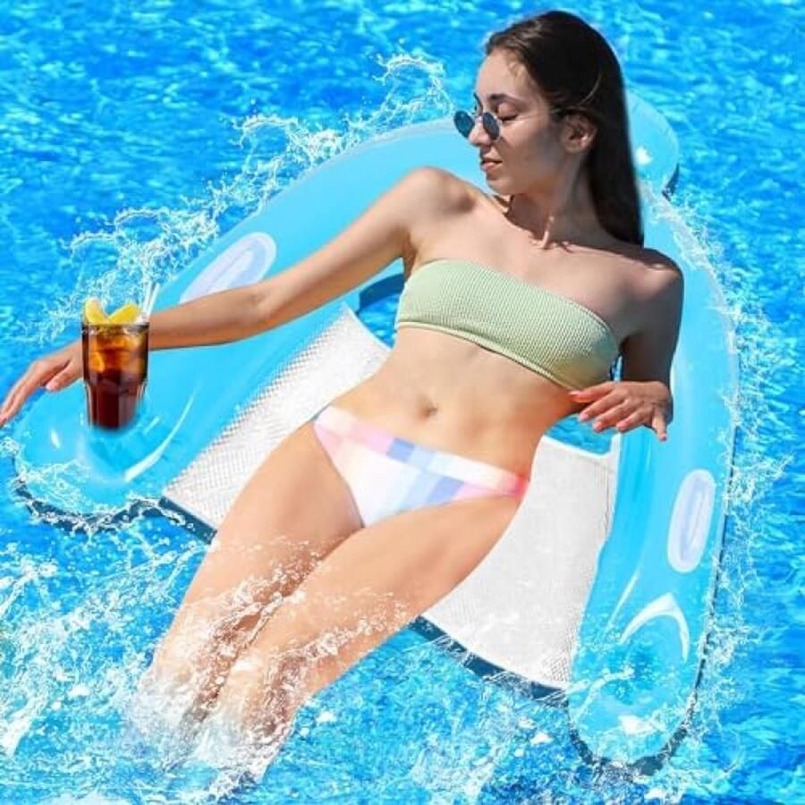 Opblaasbare waterhangmat opblaasbaar luchtbed luchtmatras zwembad water zwemhangmat 4-in-1 loungestoel zwembad water hangmat