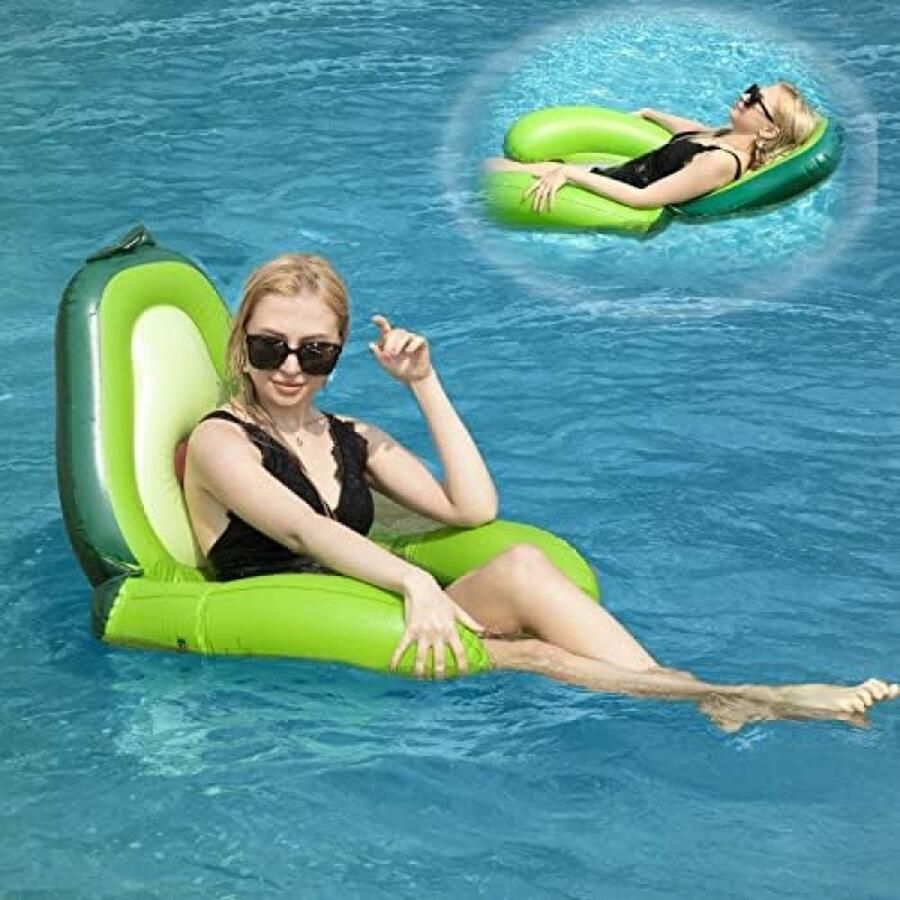 Opblaasbare waterhangmat voor volwassenen met net opblaasbaar avocado drijvend speelgoed voor volwassenen en kinderen. Waterhangmat 120 kg voor luchtmatras water zwembad voor zomer zwembadfeestjes (avocado met rugleuning)