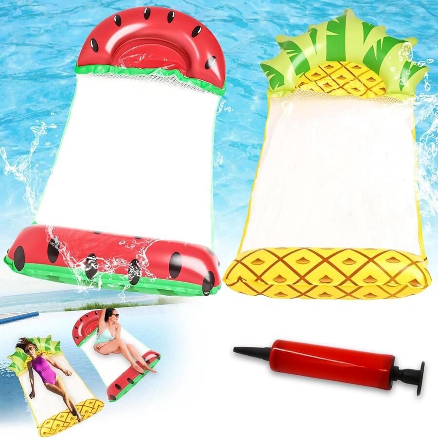 Opblaasbare Waterhangmat voor Zwembad 2 stuks Volwassenen en Kinderen Waterhangmat