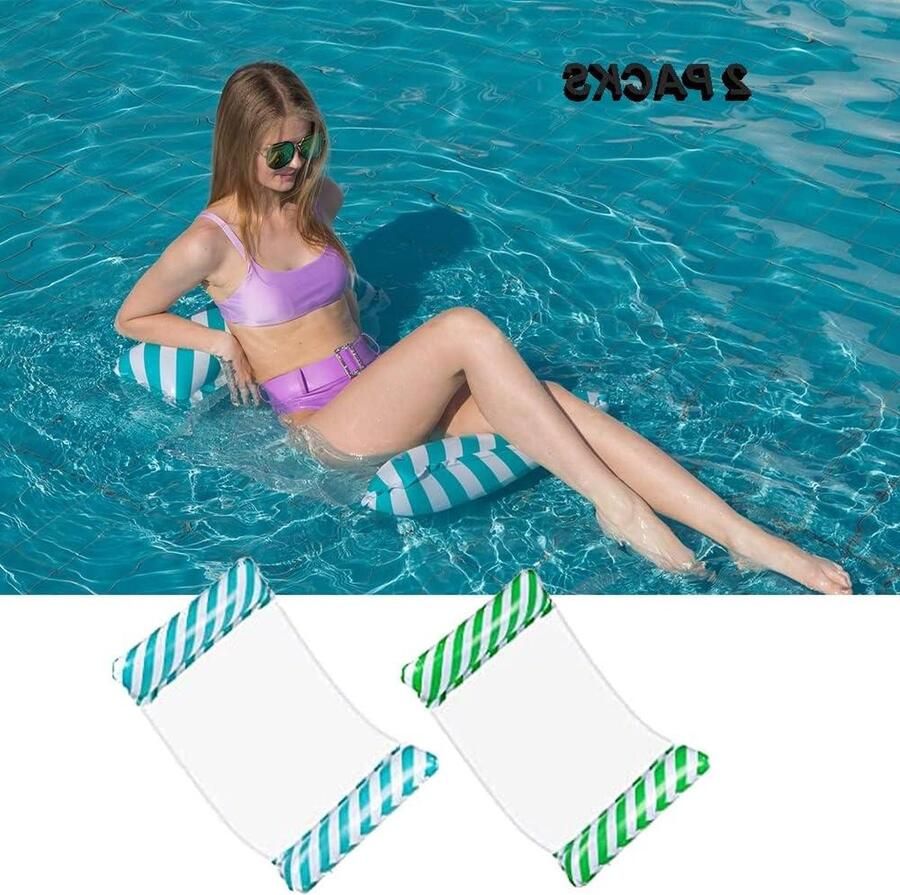Opblaasbare Waterhangmat Zwembadbed 2 Stuks 4-in-1 Loungestoel Luchtmatras Kinderen Volwassenen Waterhangmat