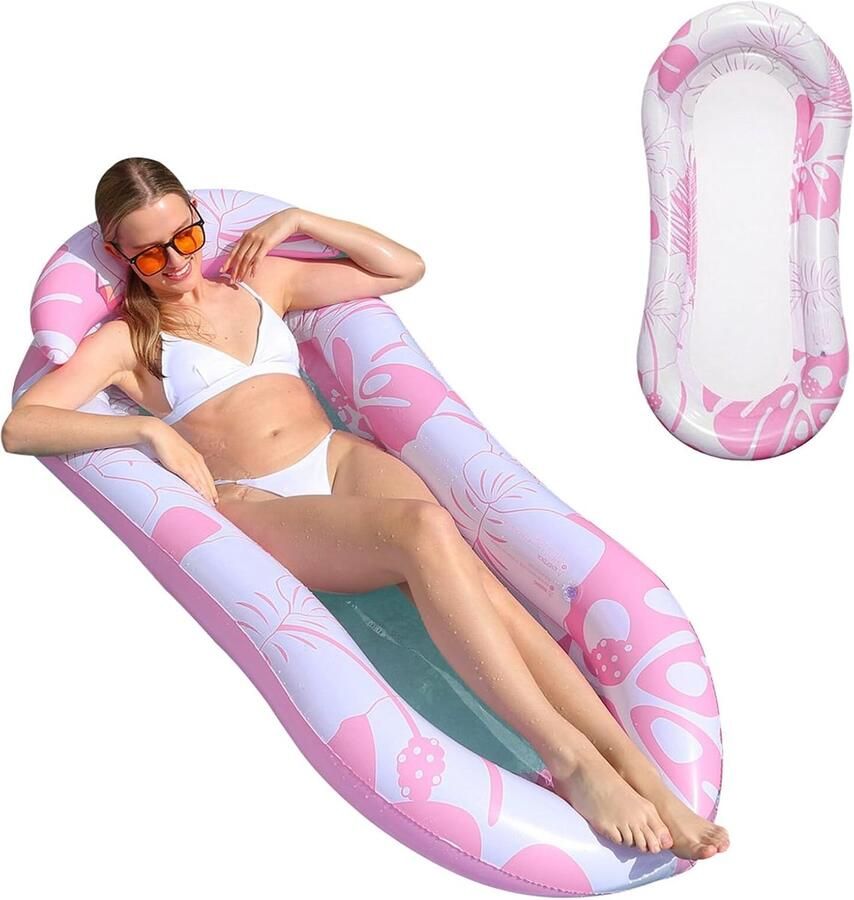 Opblaasbare zwembadartikelen zwembadopblaasbare artikelen voor volwassenen relax-zwembadligstoel met hoofdsteun water drijvende hangmat matras zwembad noedelspeelgoed zonnebadluchtbedden voor