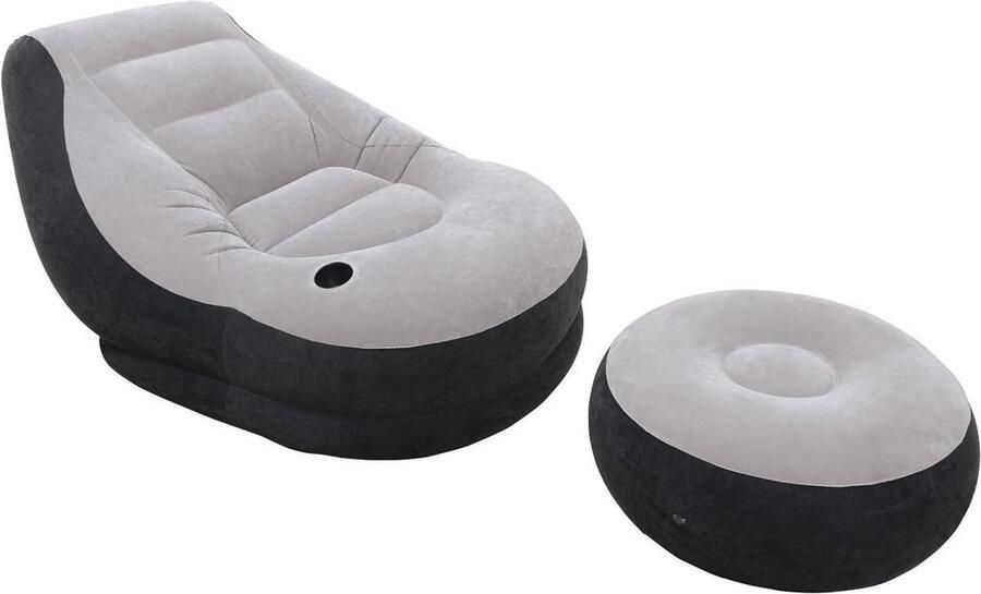 Opblaasstoel Ultra Lounge met Poef 102cm x 137cm x 79cm Comfortabel en Stijlvol