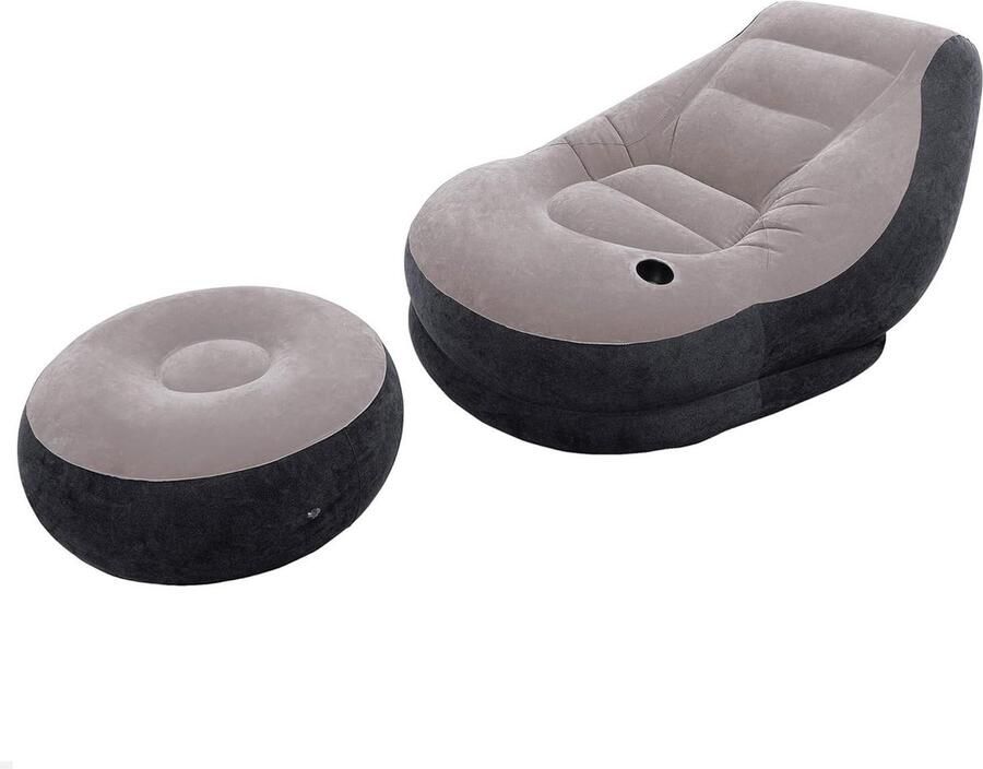 Opblaasstoel Ultra Lounge met Poef Comfortabele Stoel voor Binnen en Buiten