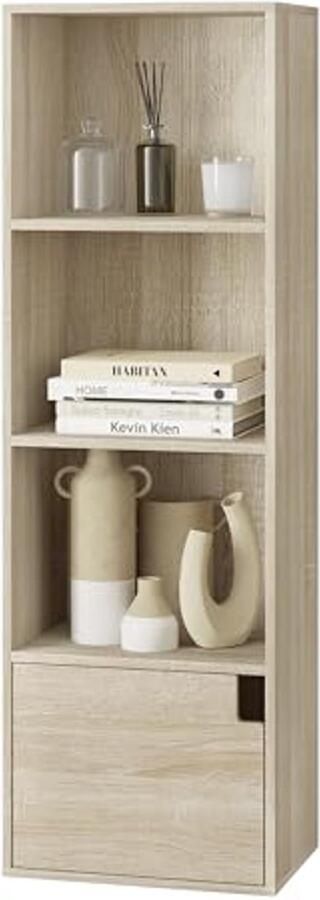 Open Boekenkast Licht Eiken voor Kinderkamer en Woonkamer Staande Boekenkast met Deur