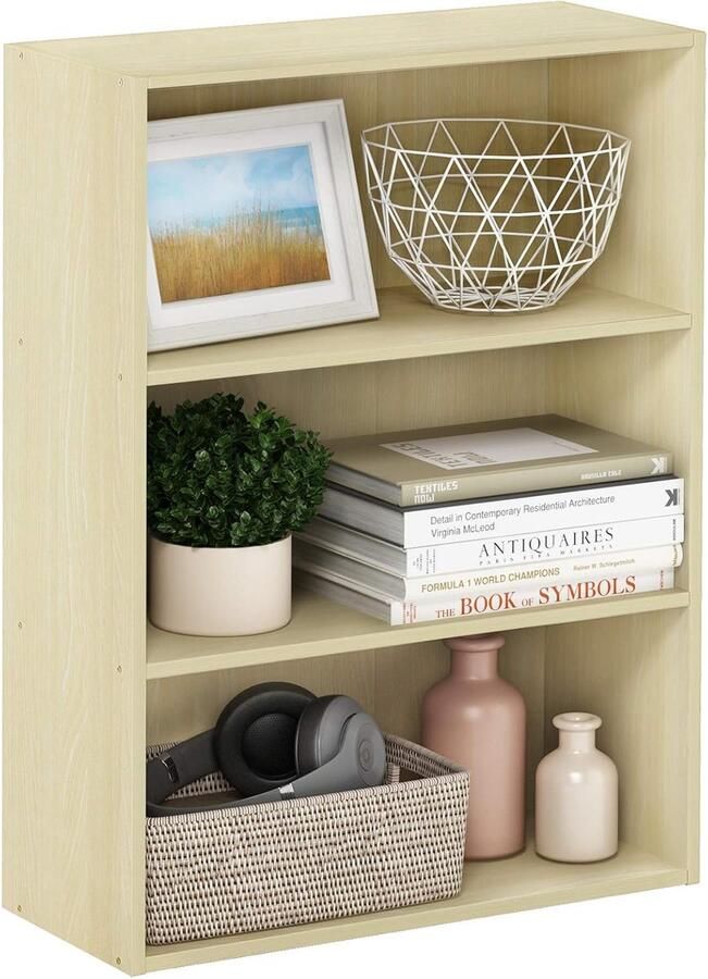 Open Boekenkast met 3 Niveaus in Stoom Beuken