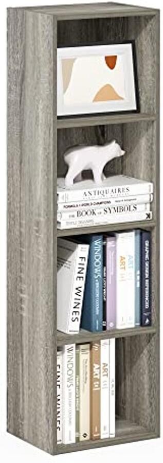 Open Boekenkast met 4 Niveaus in Frans Eiken – Ruimtebesparende Plankoplossing