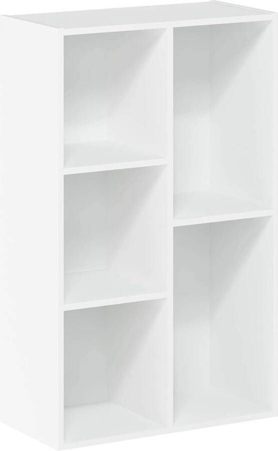 Open boekenkast met 5 vakken rek hout wit 49 5 x 23 98 x 80 cm