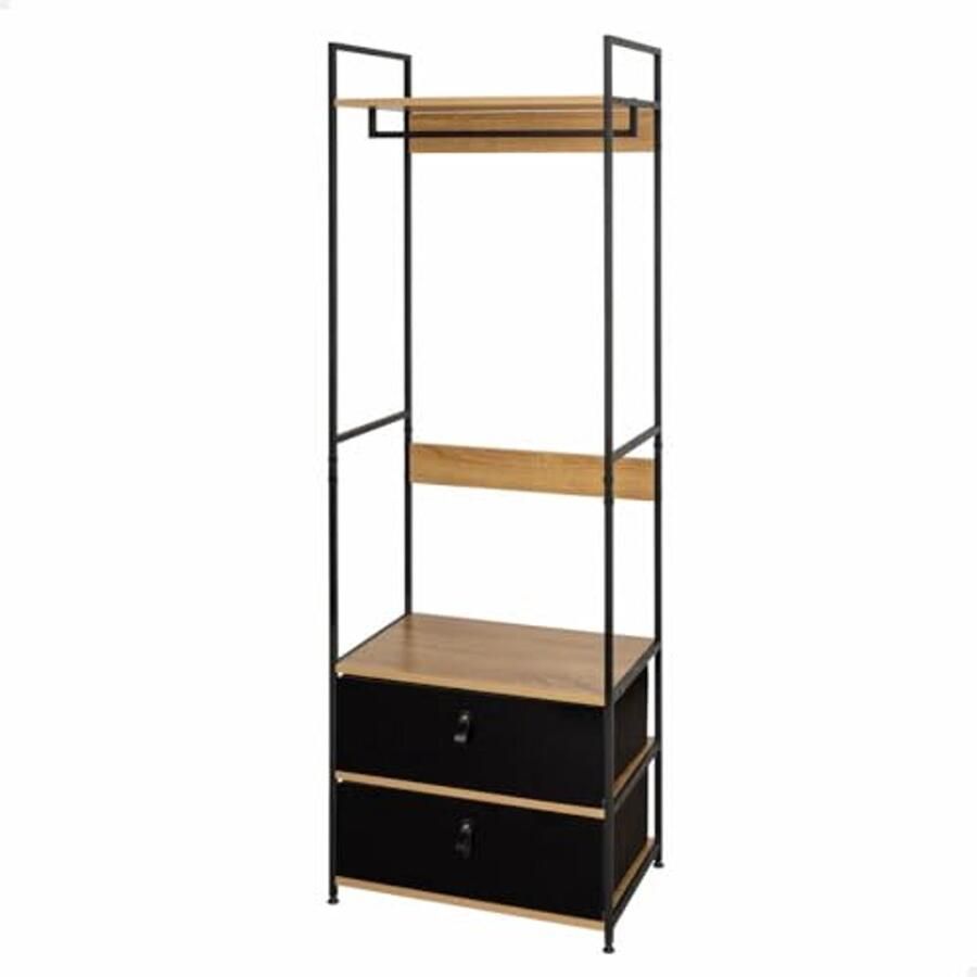 Open kast met kledingstang en stoffen laden 60 x 40 x 175 cm Ideaal voor kleedkamer en slaapkamer Organiser voor kleding