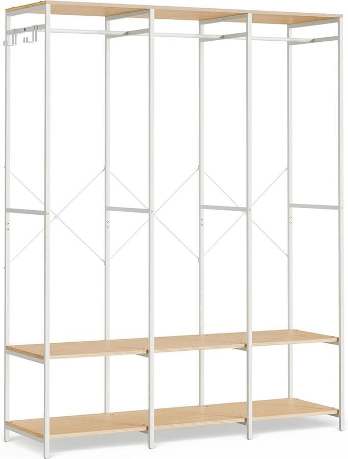 Woon Wereld Open kledingkast met kledingroede in natuurlijk beige