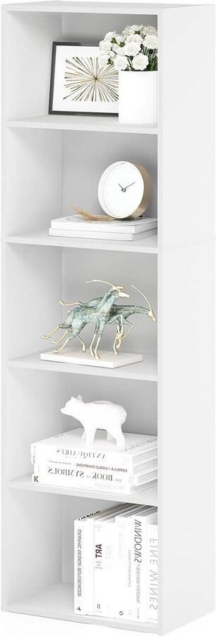 Open Plank Boekenkast 5-Tiers Wit Omkeerbare Kleur