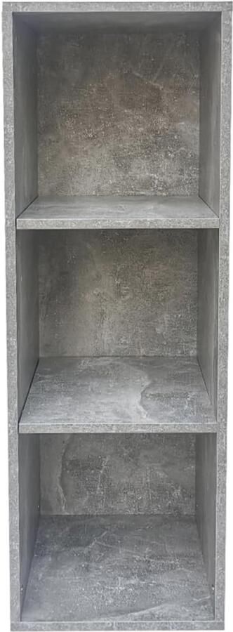 Open Vakkenkast met 3 Vakken Industrieel Grijs Beton Multifunctionele Wandkast