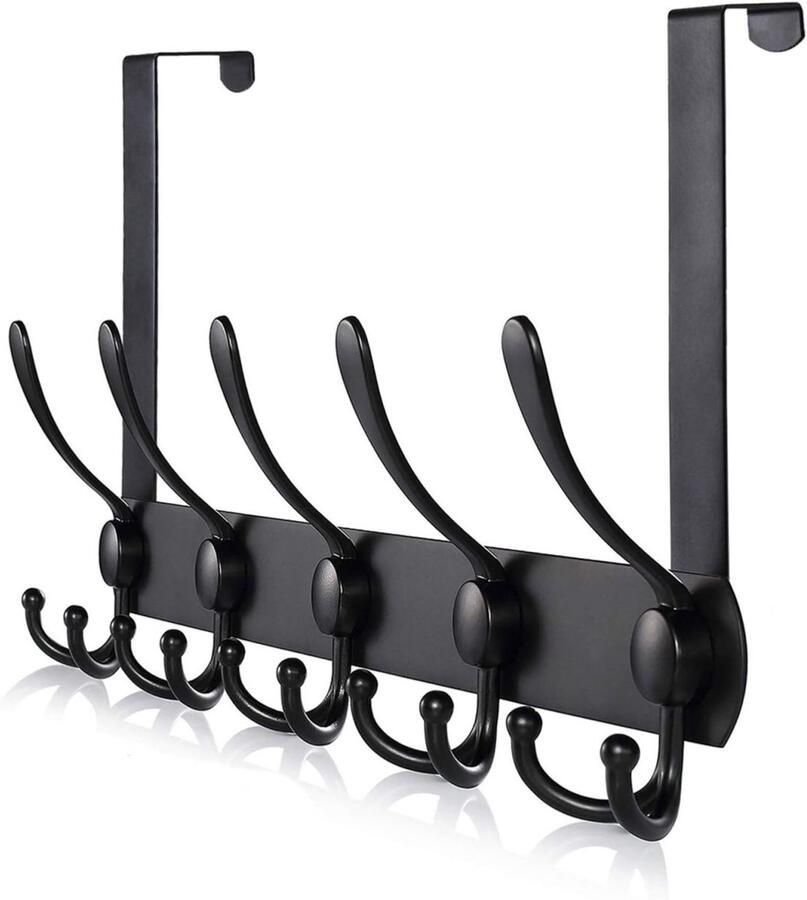 Haken Overdeurhaken Overdeurkapstok Wandkapstok Overdeurkapstok Roestvrij staal 5 haken Zwart