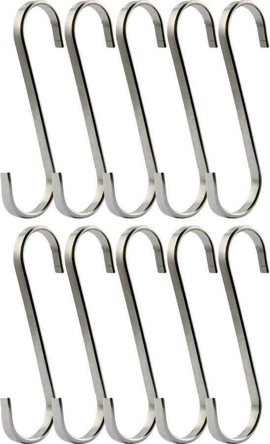 Ophanghaken 10 Stuks 8 CM S Haken RVS Haak voor Badkamer Keuken & Kapstok 20 KG Belastbaar Zilverkleurig