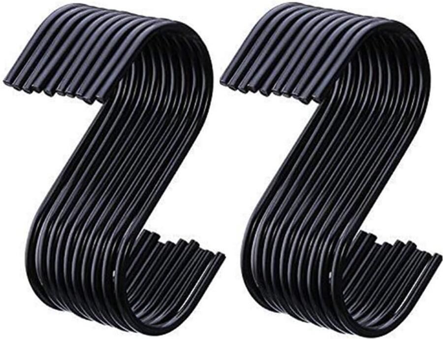 Ophanghaken 20 stuks Haken Kleding haken kapstokhaken S-Haak 8.9 cm ijzer Zwart voor keuken badkamer slaapkamer en kantoor