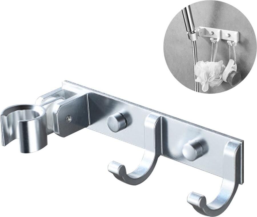 Ophanghaken Kapstok Verstelbaar en Stevig Aluminium Haak voor Natte Ruimtes 1 Stuks Badkamer of Keuken Zilver