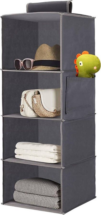 Ophangrek kledingkast organizer deur hangorganizer opvouwbaar met 4 brede vakken voor gezinsopslag vliesstof