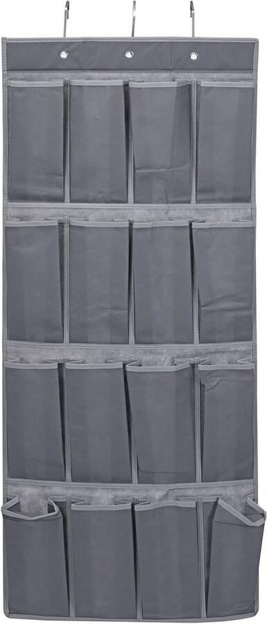 Ophangrek met 16 Vakken Opvouwbare Organizer voor Kleding en Camping Grijs 45 x 110 cm